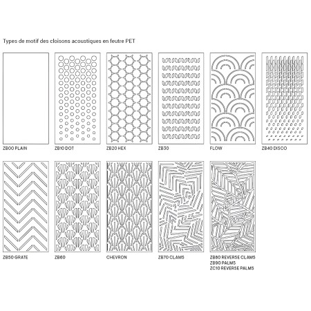 Types de motifs des cloisons acoustiques en feutre PET