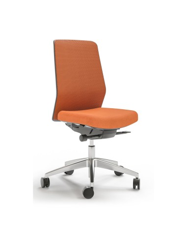 Chaise de bureau orange sur roulettes sans accoudoir