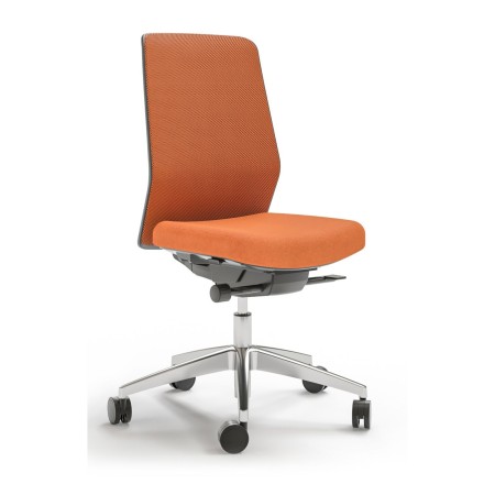 Chaise de bureau orange sur roulettes sans accoudoir