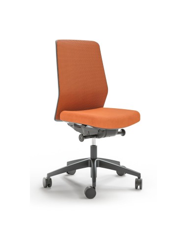Chaise de bureau sans accoudoir en orange avec piètement noir