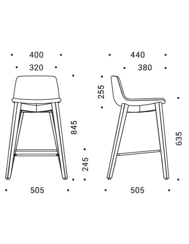 Dimensions tabouret TWIST&SIT – Hauteur d’assise 640 mm