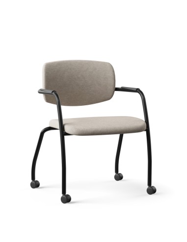 Siège en tissu beige, piètement noir et roulettes GAMA moderne