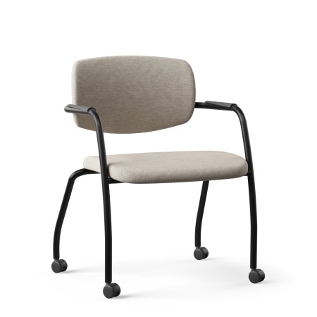 Siège en tissu beige, piètement noir et roulettes GAMA moderne