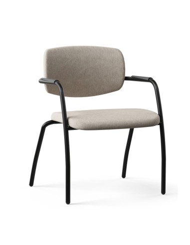 Siège piètement noir, assise et dossier en tissu beige