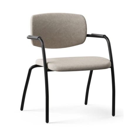 Siège piètement noir, assise et dossier en tissu beige