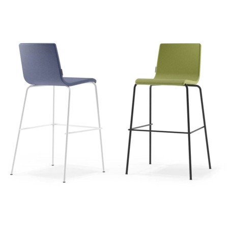 Tabourets de bar Moon 755 mm en coloris bleu et vert, piétement métal noir