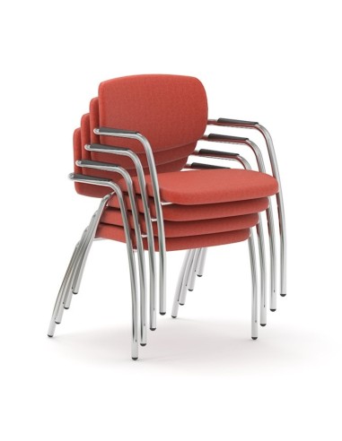 Chaises GAMA en tissu empilable jusqu'à 6 unités rouge