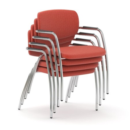 Chaises GAMA en tissu empilable jusqu'à 6 unités rouge