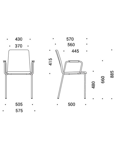 Dimensions chaise de conférence avec accoudoirs – Moon