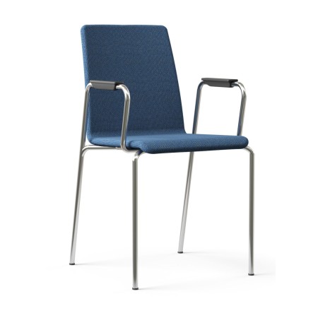 Chaise bleu avec accoudoirs et piétement chromé – Moon