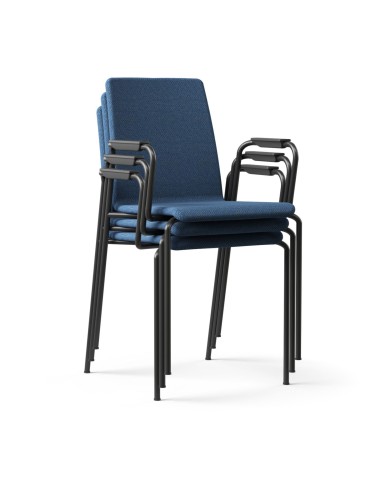 	Chaises de réunion avec accoudoirs autour d'une table piétement noir empilé – Moon