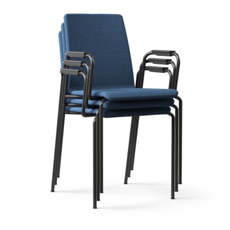 	Chaises de réunion avec accoudoirs autour d'une table piétement noir empilé – Moon