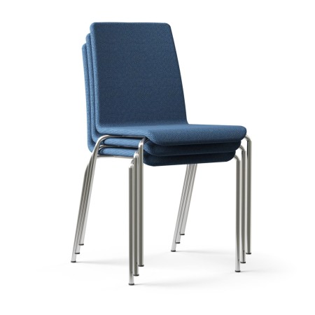 Chaise Moon tissu bleu, pieds noirs, vue latérale – Moon