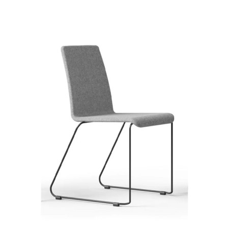 Duo de chaises Moon en tissu gris et bleu sur piètement blanc – Moon