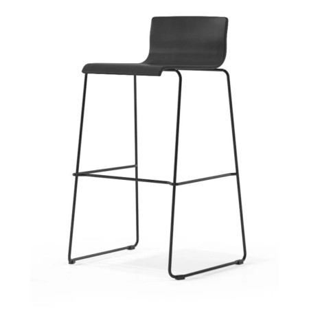 Tabouret Moon Wood avec assise bois noir mat et base métallique noire – Moon Wood