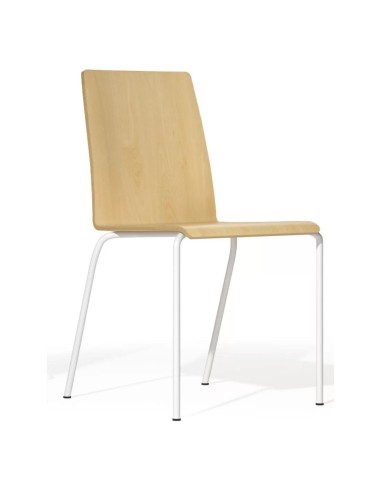 Chaise Moon Wood en bois naturel avec pieds métalliques blancs – Moon Wood