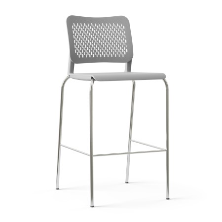 Chaise haute WAIT en plastique gris avec piètement chromé