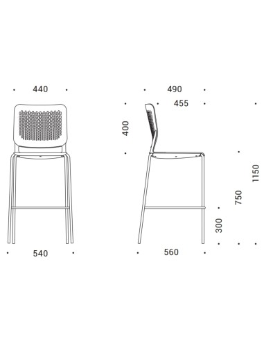 Dimensions de la chaise haute pour bar WAIT