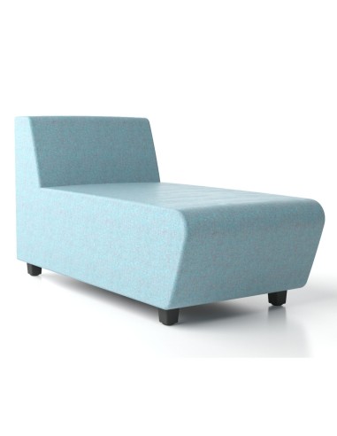 Siège lounge bleu clair avec assise longue et dossier
