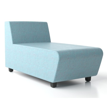 Siège lounge bleu clair avec assise longue et dossier