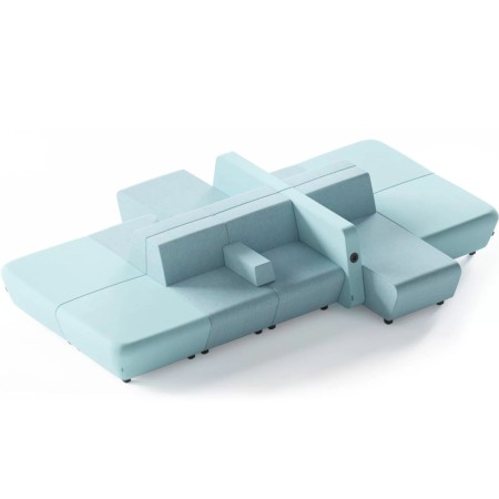 Canapé modulaire SOFT ROCK bleu clair pour espace détente