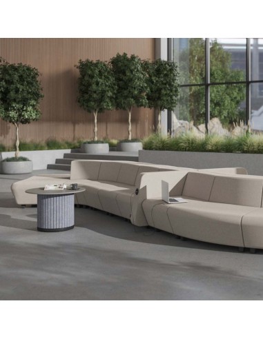 Canapé SOFT ROCK en tissu beige pour salle d'accueil pro modulaire avec prises