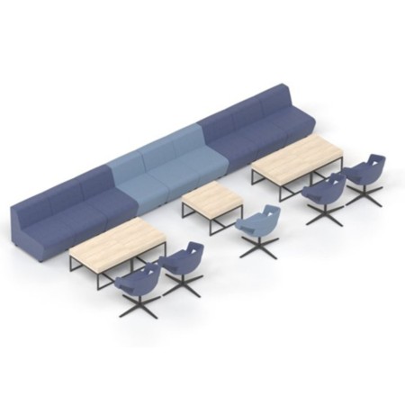 Espace de pause avec système modulaire bleu