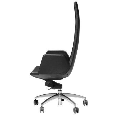 fauteuil de direction dossier haut en cuir noir avec roulettes et accoudoirs rembourrés