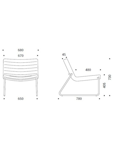 Dimensions fauteuil lounge – Vegas
