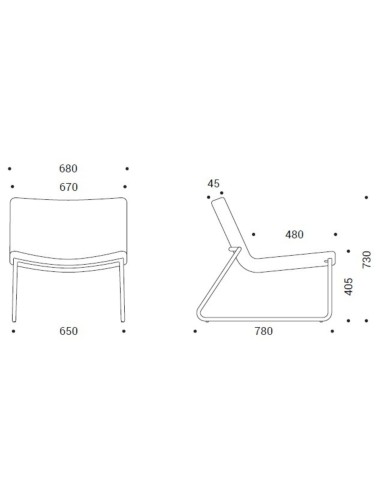 Dimensions du fauteuil lounge Vegas avec base luge – Vegas