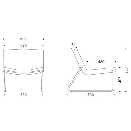 Dimensions du fauteuil lounge Vegas avec base luge – Vegas