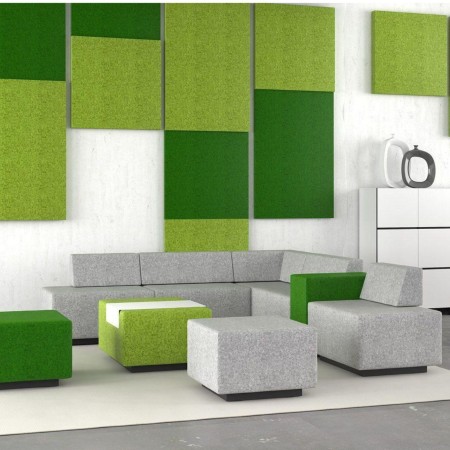 Poufs gris et verts dans système modulaire JAZZ CHILL OUT