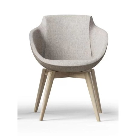 Modèle Tula avec coque tissu gris et pieds en bois naturel – Tula