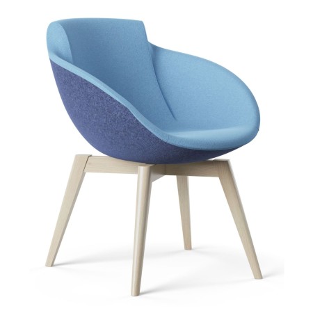 Chaise Tula en tissu bicolore bleu sur piètement bois clair – Tula