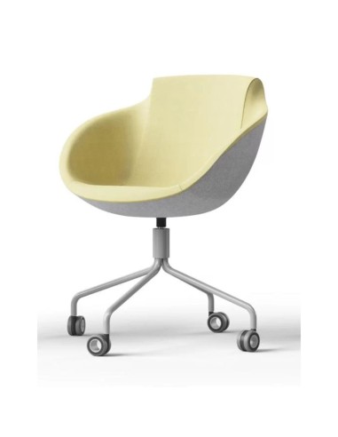 Modèle Tula sur roulettes avec coque jaune et grise, structure chromée – Tula