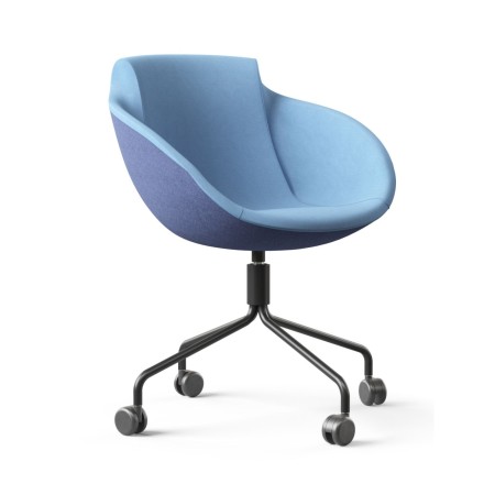 Fauteuil Tula pivotant sur roulettes, tissu bicolore bleu clair – Tula