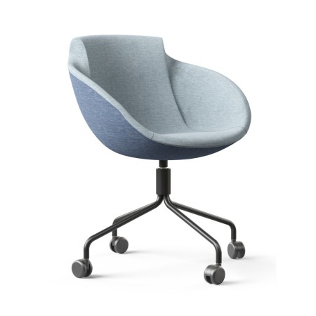 Chaise de bureau Tula sur base à roulettes, assise tissu gris bleu – Tula