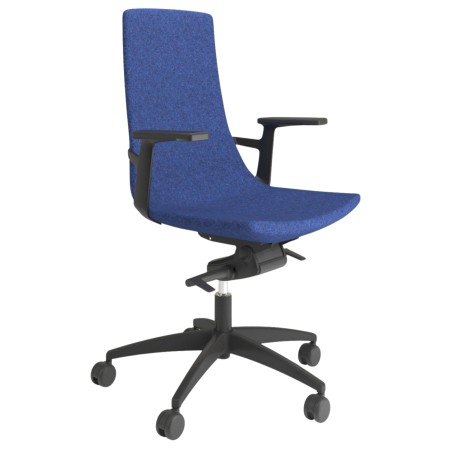 Chaise de bureau design North Cape tissu bleu avec accoudoirs fixes