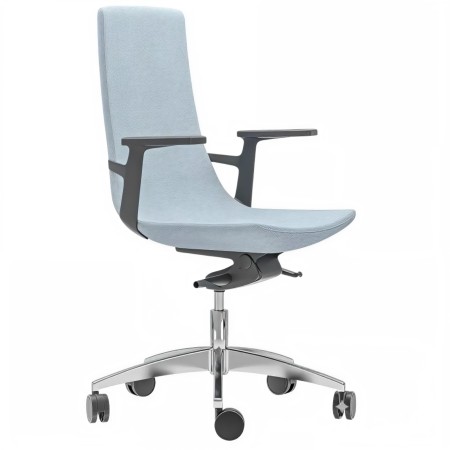 Siège de bureau North Cape tissu bleu clair avec base chromé et accoudoirs fixes