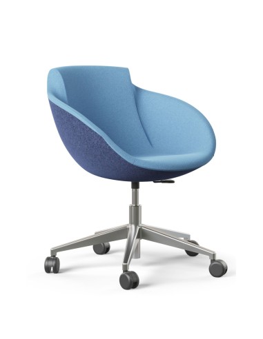 Modèle Tula bicolore bleu ciel, piètement à roulettes blanc – Tula