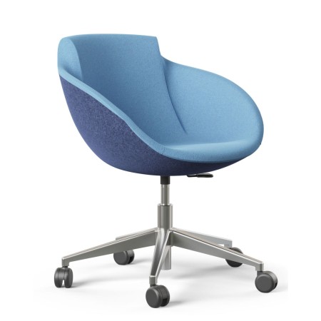 Modèle Tula bicolore bleu ciel, piètement à roulettes blanc – Tula