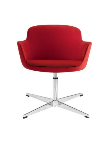 Modèle Danae rouge vif avec accoudoirs intégrés et piètement en aluminium – Danae