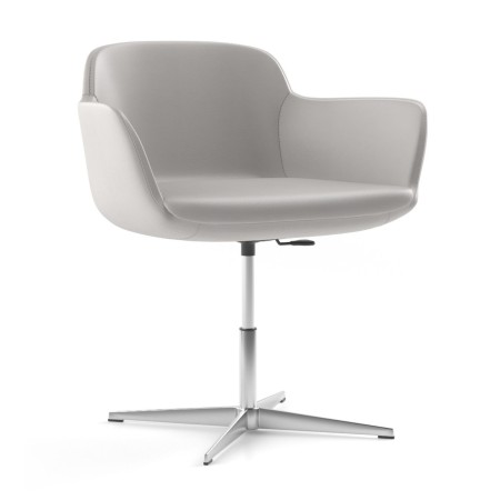 Chaise Danae avec assise tissu gris clair et base pivotante étoile – Danae