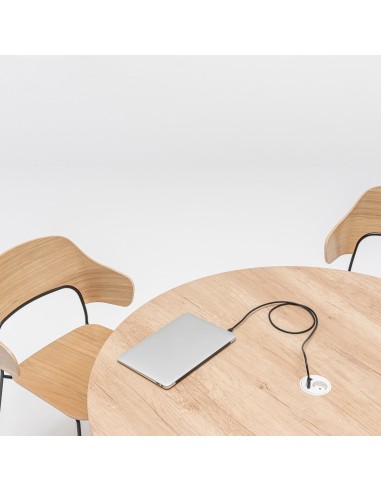 Table de réunion ronde diamètre 120 cm avec prise intégrée