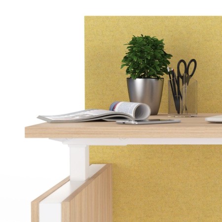Bureau bois clair avec cloison jaune