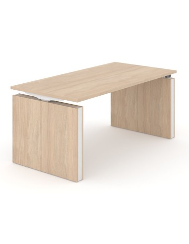 Bureau réglable en hauteur avec piétement panneaux en bois clair sans accessoires