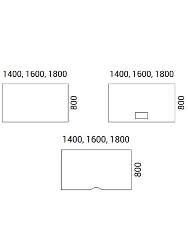 Schéma des dimensions disponibles du bureau MOTION avec pieds panneaux