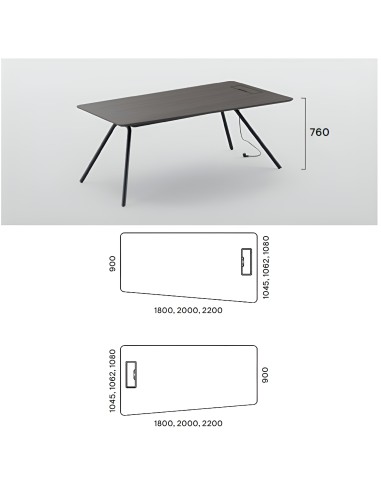 Dimensions du bureau de direction asymétrique ARQUS