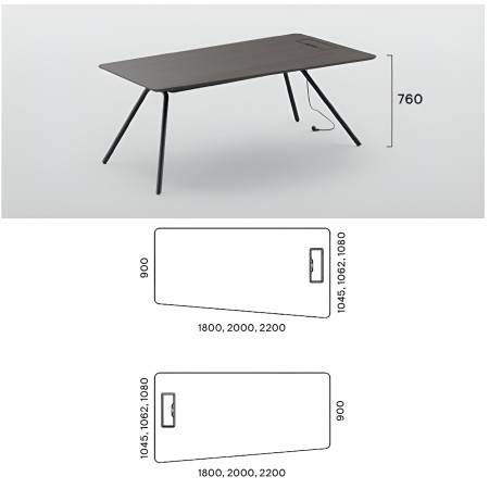 Dimensions du bureau de direction asymétrique ARQUS