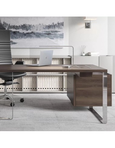 Bureau de direction avec caisson fixe pour rangement PLANA en placage bois
